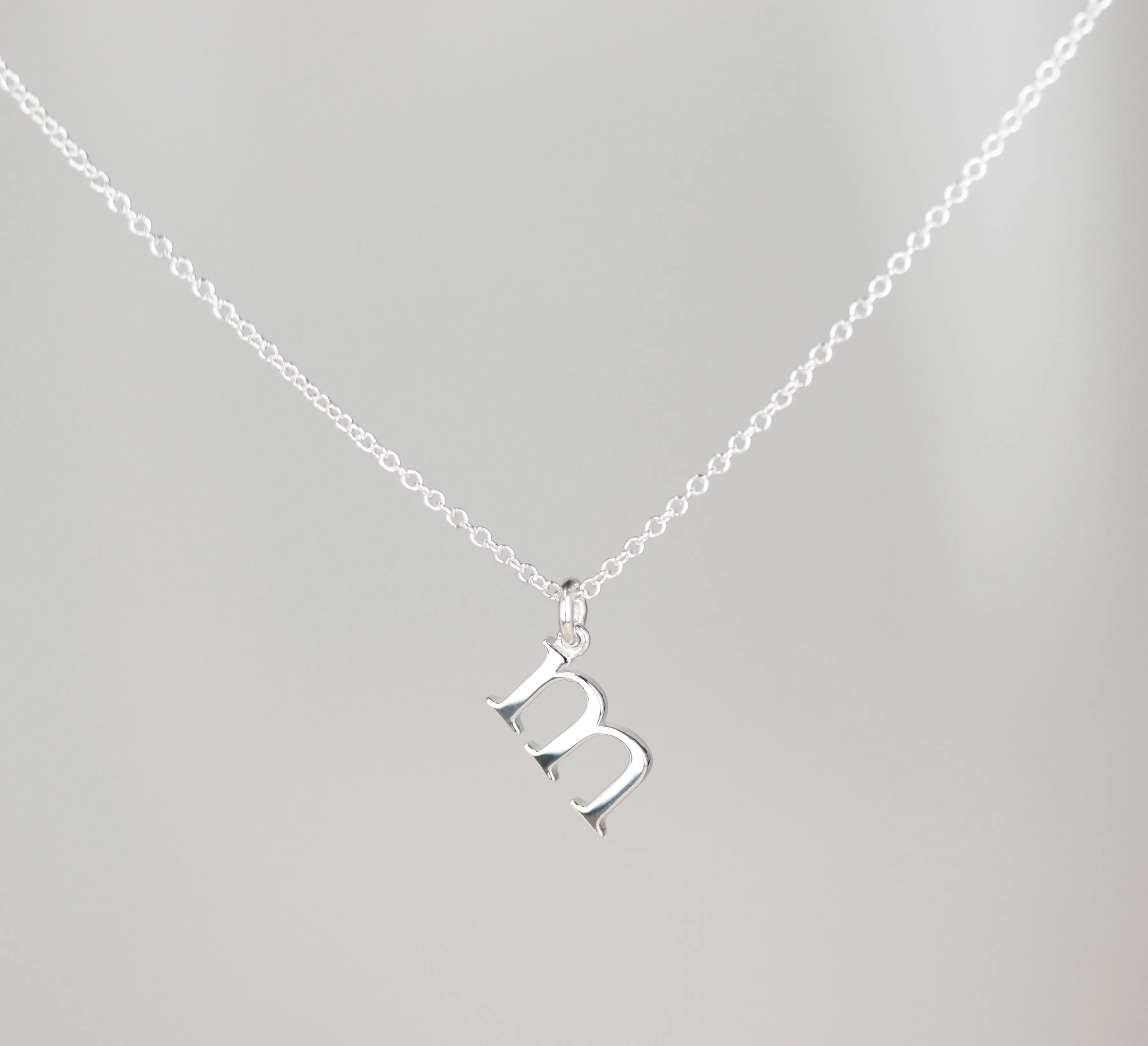 . Initial Charm with chain, sterling silver