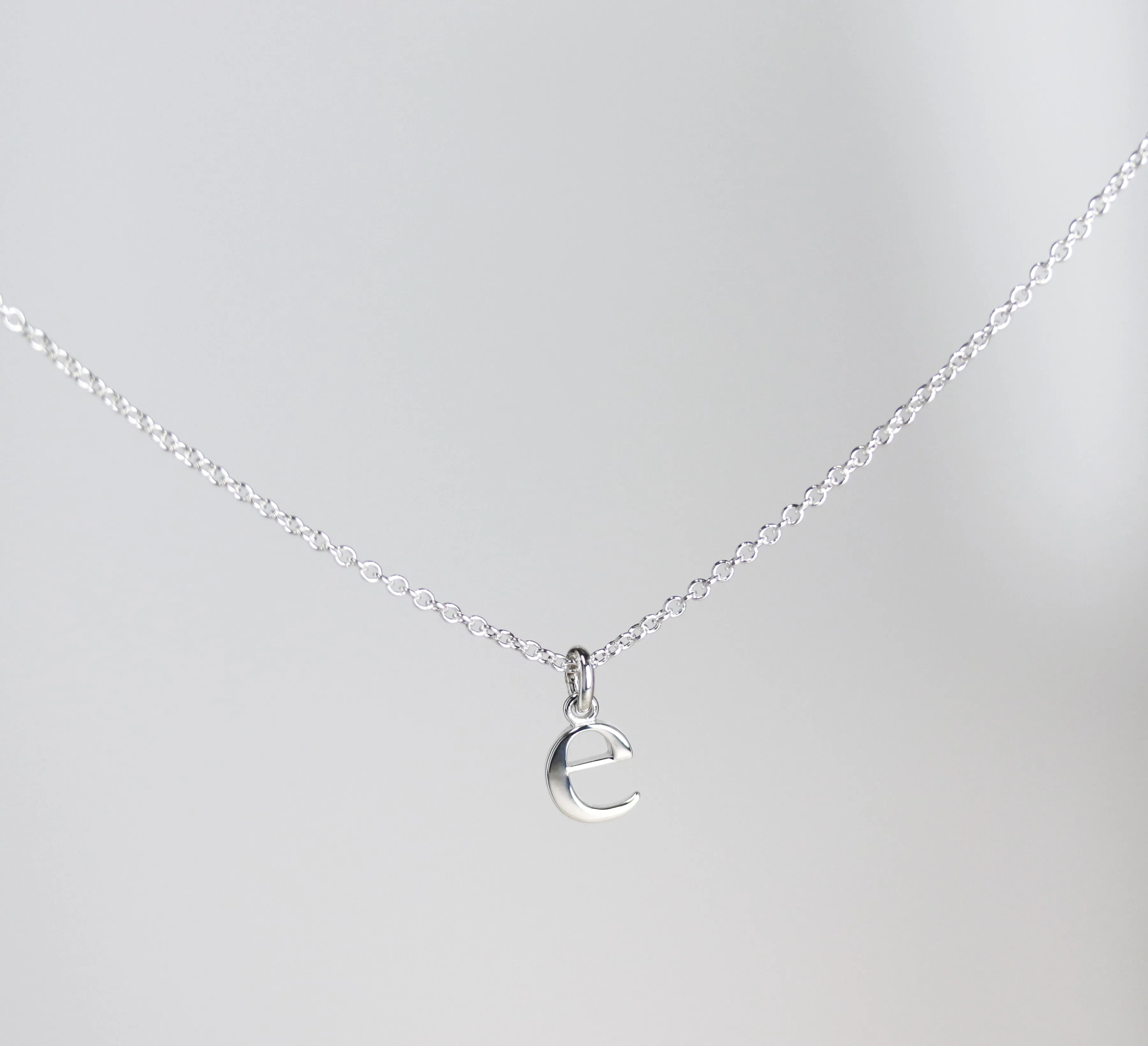 . Initial Charm with chain, sterling silver