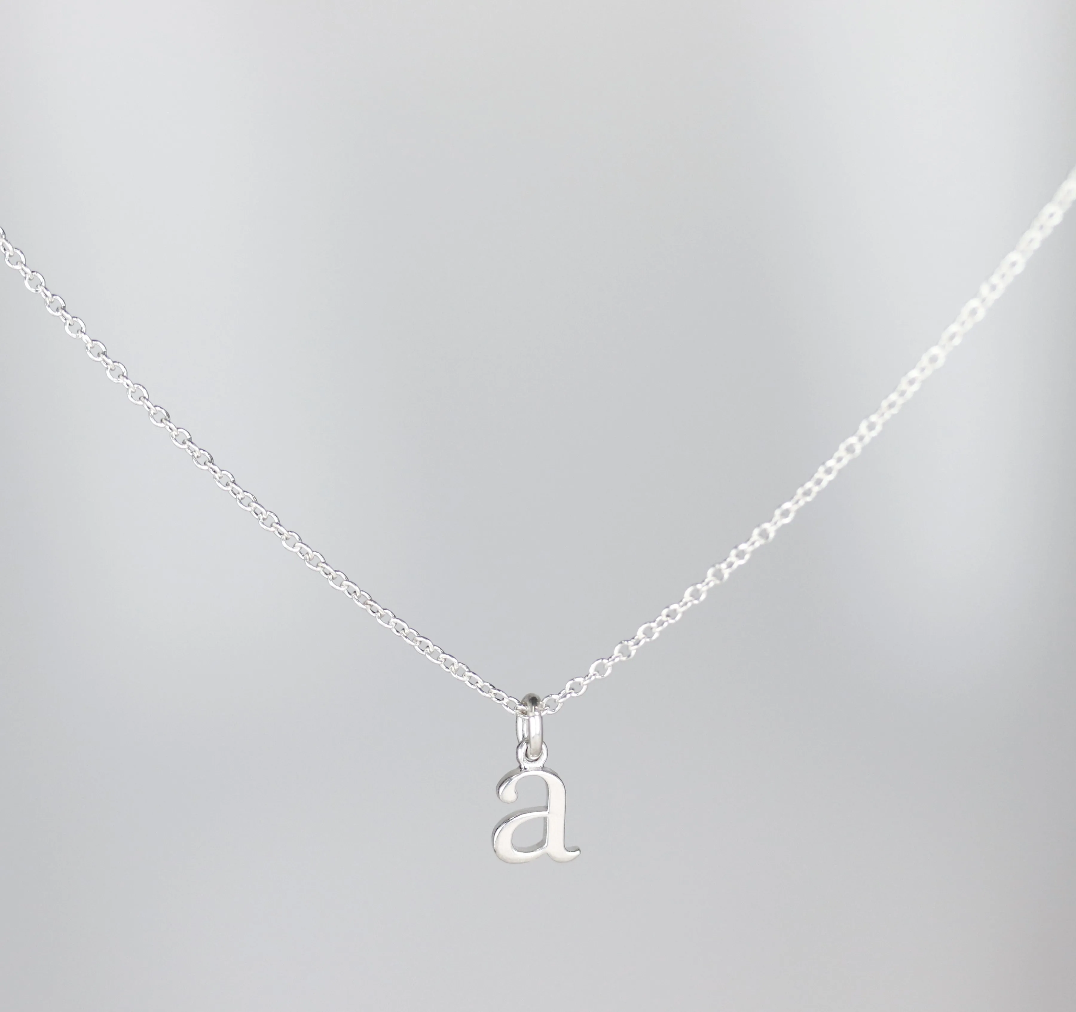 . Initial Charm with chain, sterling silver