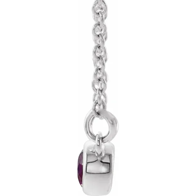 14k Gold 5 MM Amethyst and 0.06 CTW Diamond Necklace