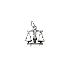 3-D Antique Finish Scale Libra Zodiac Pendant (Silver)