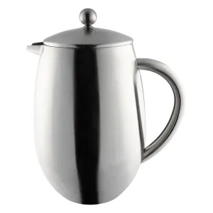 8 Cup Bellied Cafetiere, Double Walled, Satin