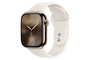 Apple Watch Series 10 GPS   Cellular | 42mm | Gold Titanium Case with Starlight Sport Band M/L