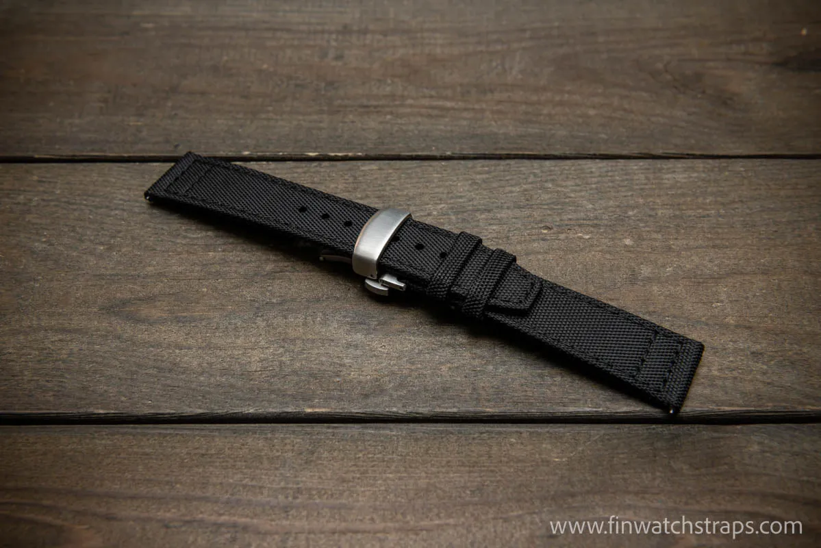 Canvas waterproof watch strap, 17mm, 18mm, 19 mm, 20 mm, 21 mm, 22 mm, 23mm, 24mm with a deployment clasp.