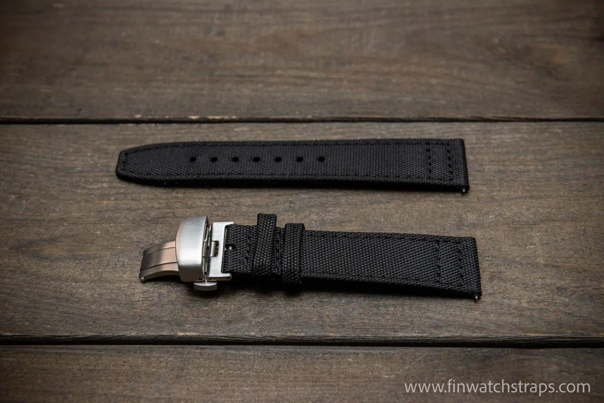 Canvas waterproof watch strap, 17mm, 18mm, 19 mm, 20 mm, 21 mm, 22 mm, 23mm, 24mm with a deployment clasp.