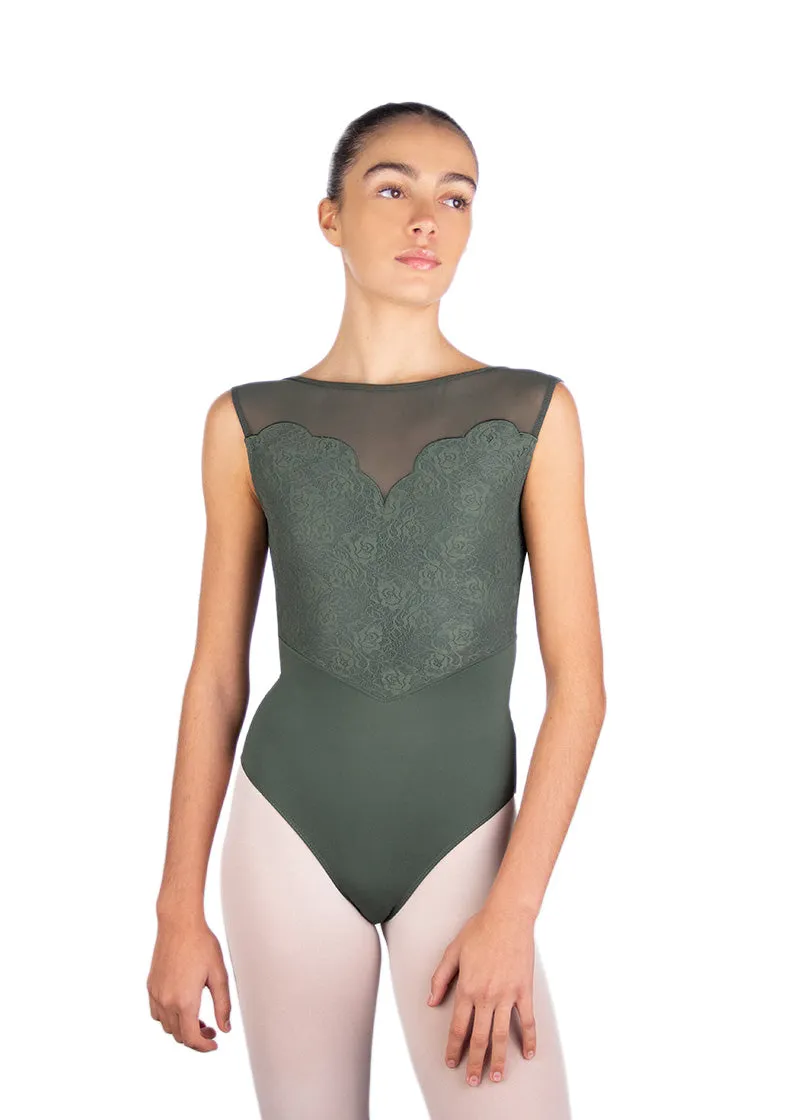 Caprice Lace Tank Leotard (Olive)