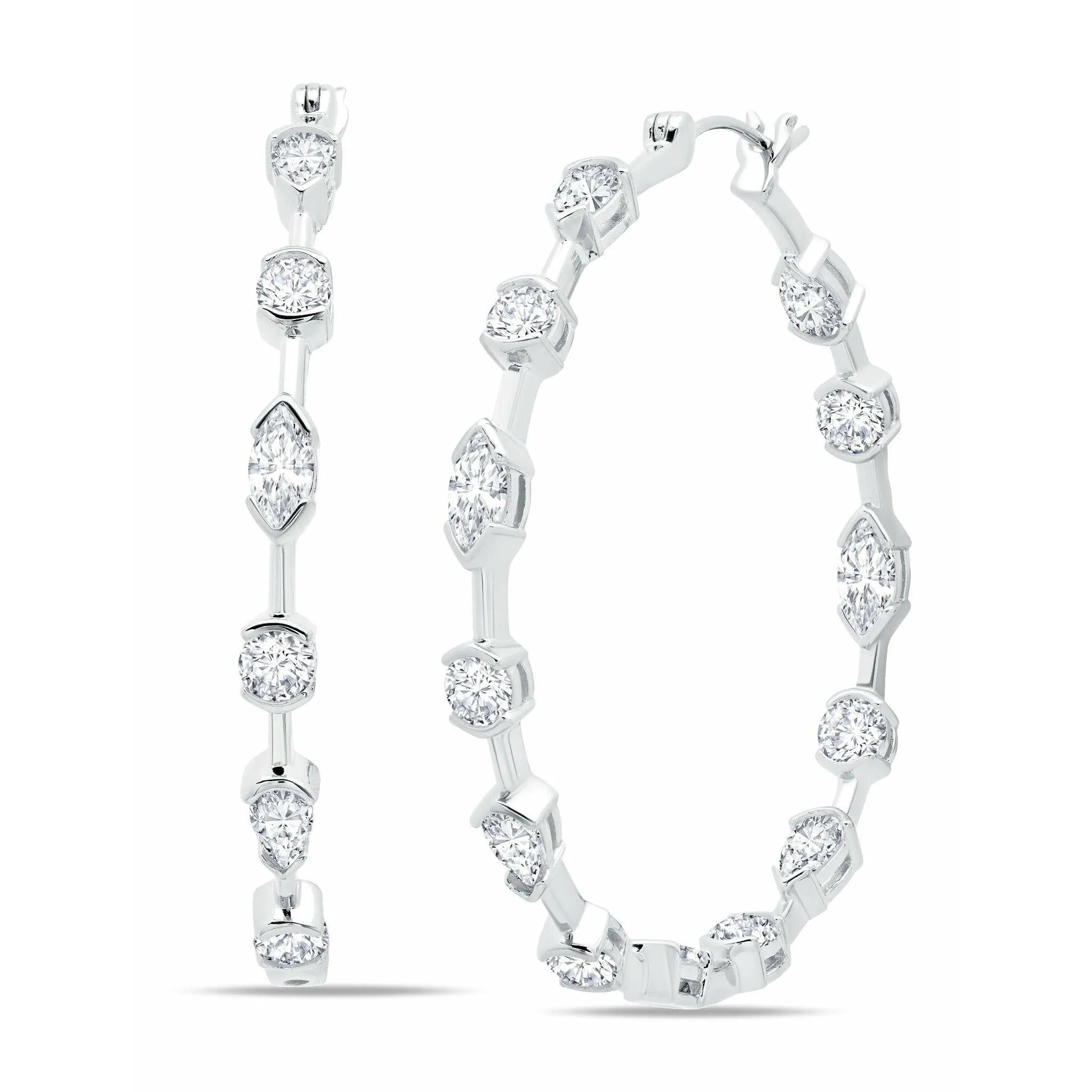 CRISLU Lavish Cubic Zirconia Hoop Earrings Finished in Pure Platinum