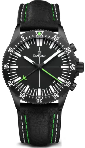 DAM Watch DC82 Black Green Leather Pin