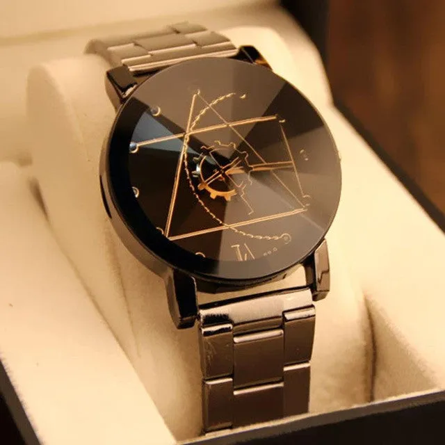 Fashion Women Men Stainless Steel Quartz Analog