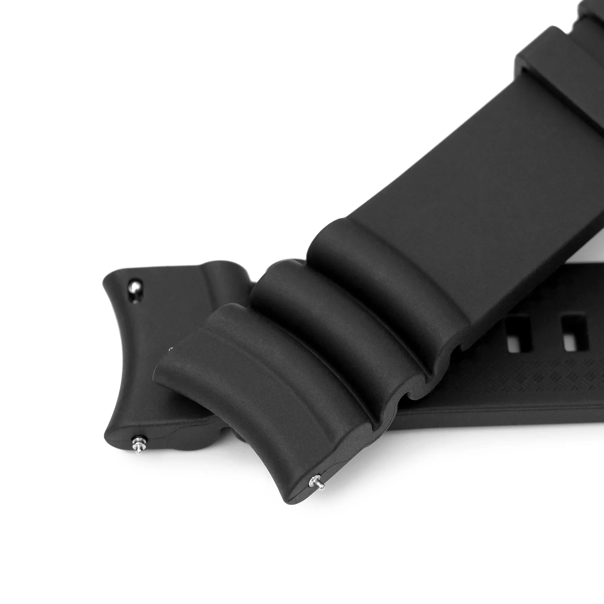 Firewave Resilient Curved End FKM rubber Watch Strap, Black