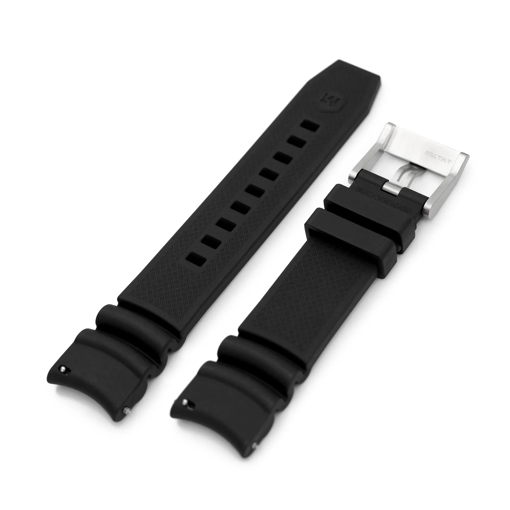 Firewave Resilient Curved End FKM rubber Watch Strap, Black