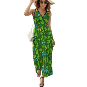 Flower And Garden Women's Long Sleeveless Dress