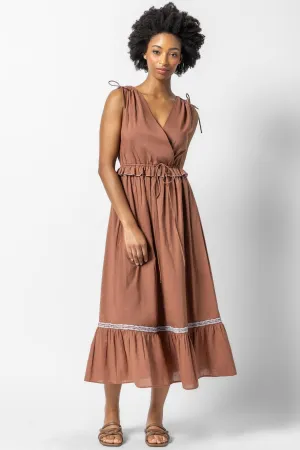 Gathered Waist V-Neck Dress