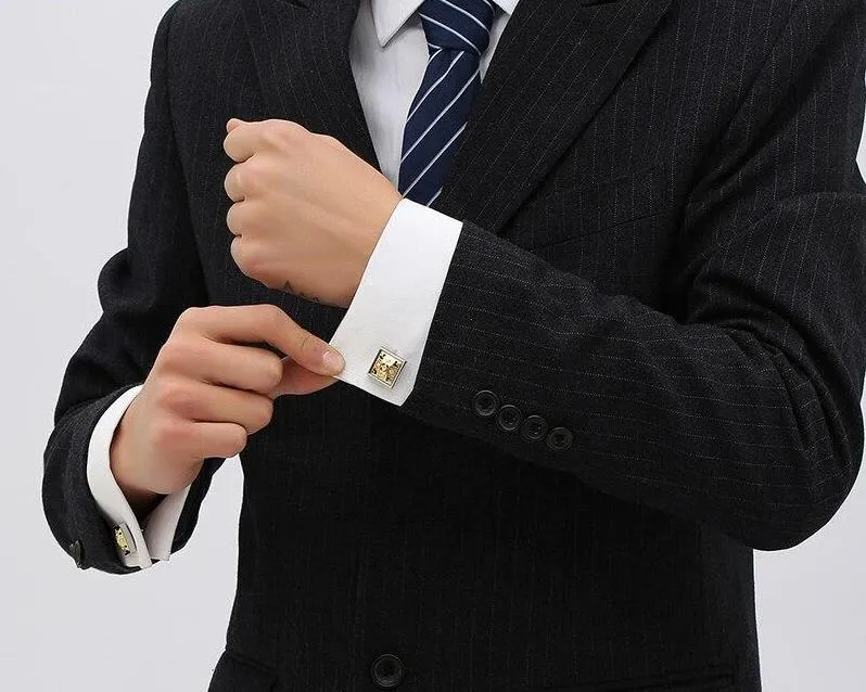 Gold Square silver Cufflinks