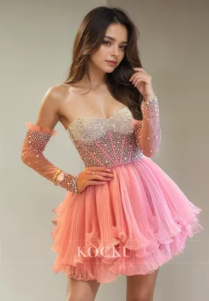 Gorgeous & Charming Rhinestone Off-Shoulder A-Line Sparkly Party Homecoming Dress