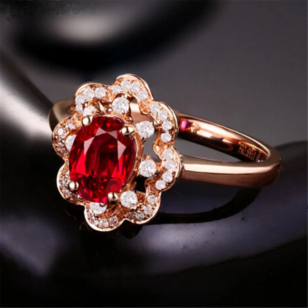 Hot silver  engagement  high-end ruby ring rose gold  jewelry