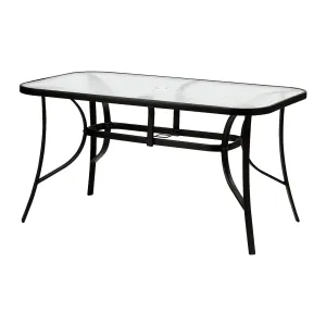 Livsip 140cm Outdoor Dining Glass Table Rectangle Patio Furniture Lounge Bistro