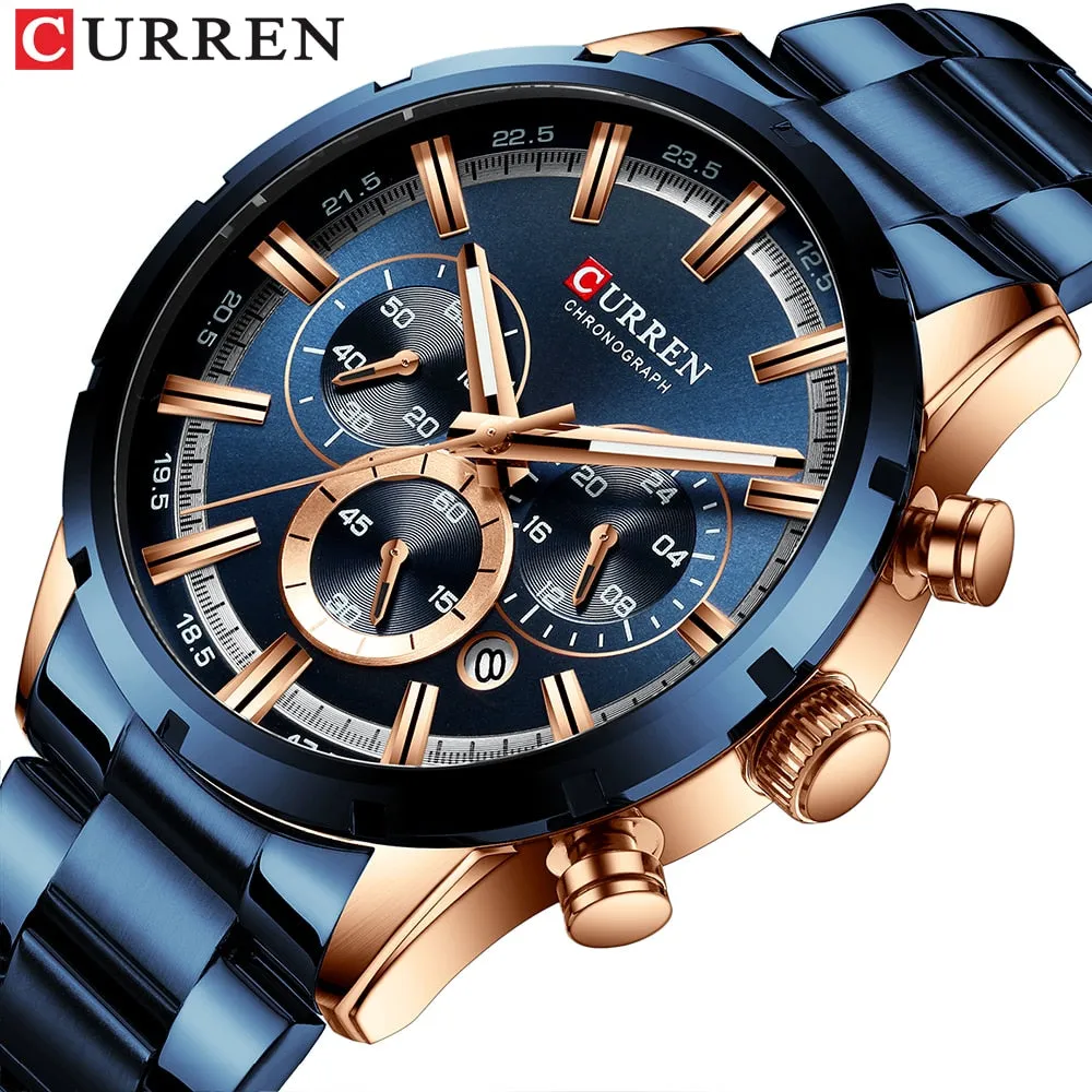 Men's Quartz Luxury Chronograph Sport & Business Watch by Curren Blanche