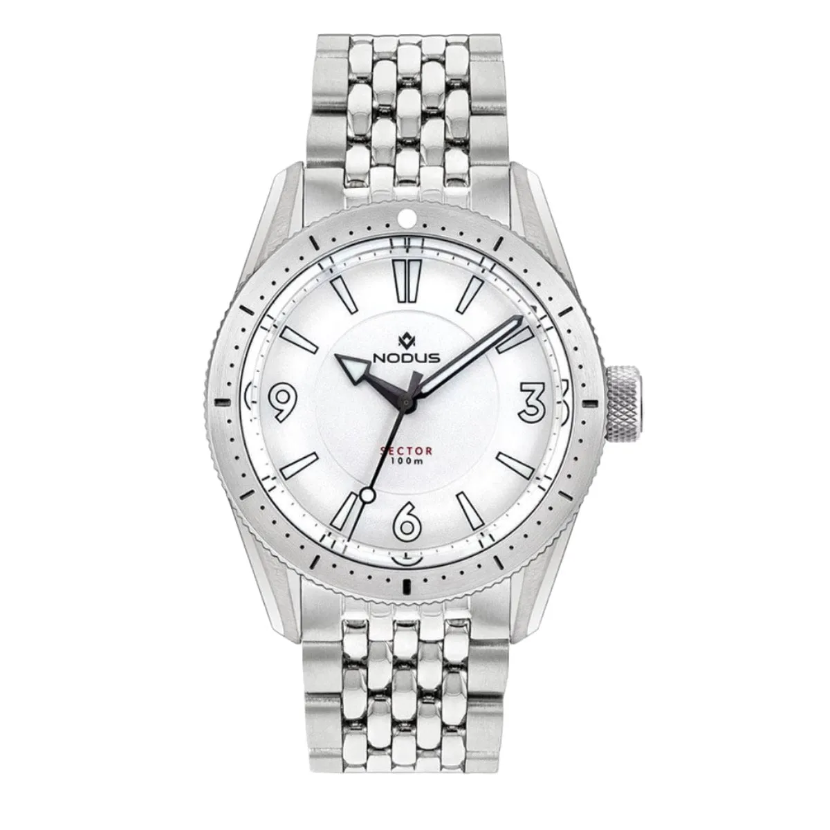 Nodus Sector Dive Automatic Watch - Pearl Dial - Steel Bezel