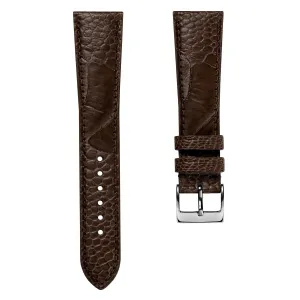 Ostrich Leg Leather Watch Strap - Brown