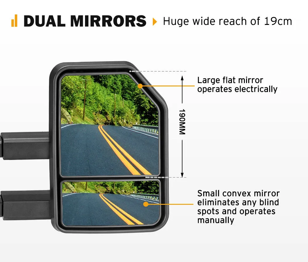 San Hima Pair Extendable Towing Mirrors for Holden Colorado RG MY2013-MY2020