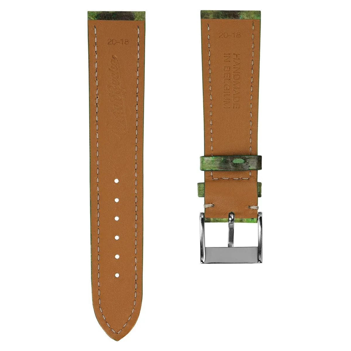 Sea Wolf Flat Leather Watch Strap - Ocean Green