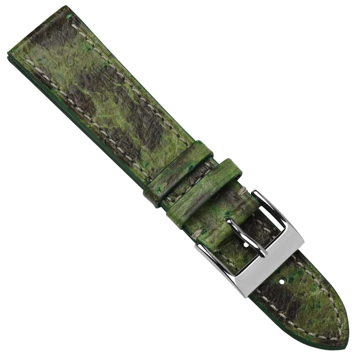 Sea Wolf Flat Leather Watch Strap - Ocean Green