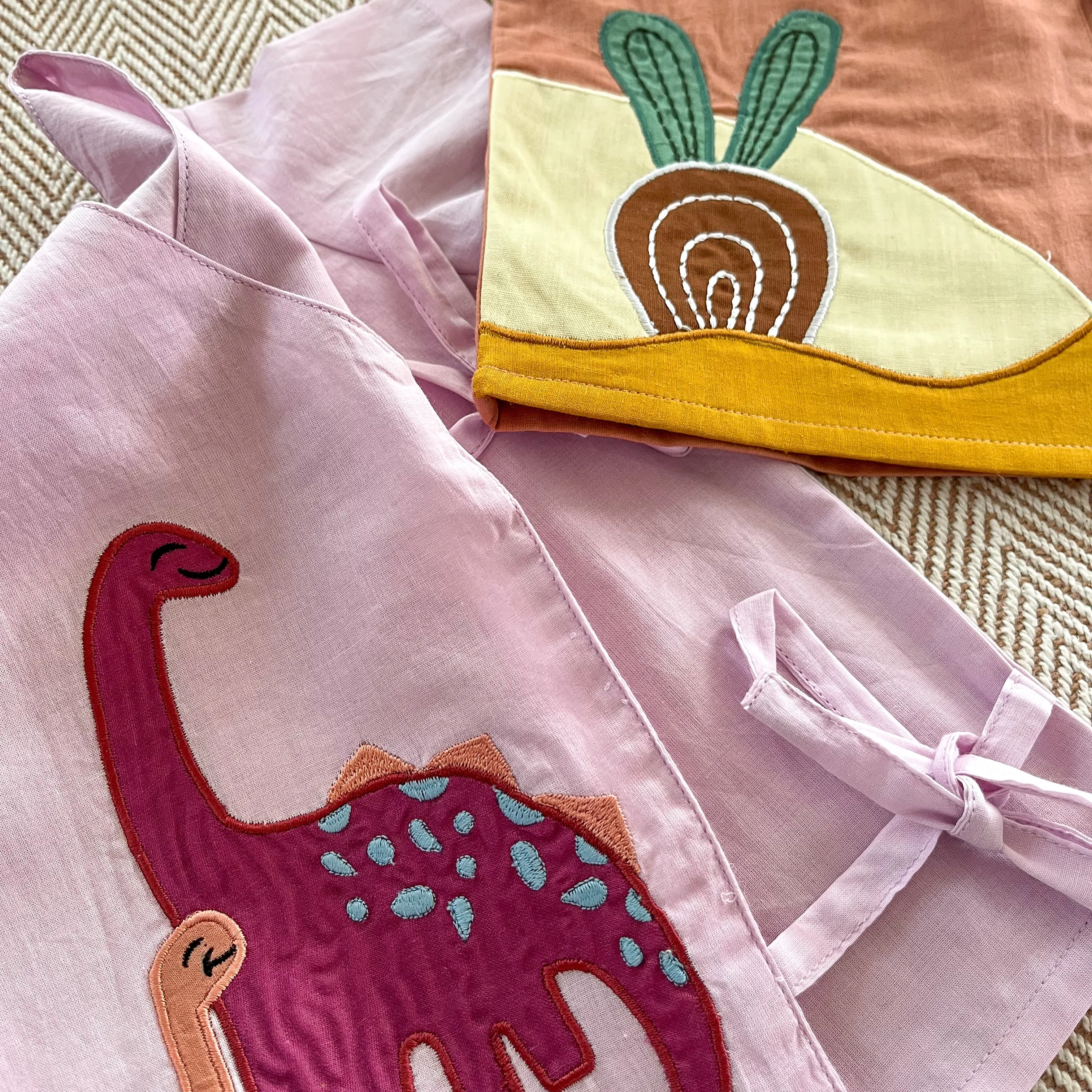 Set of two voile jhablas- Dino and Beetroot