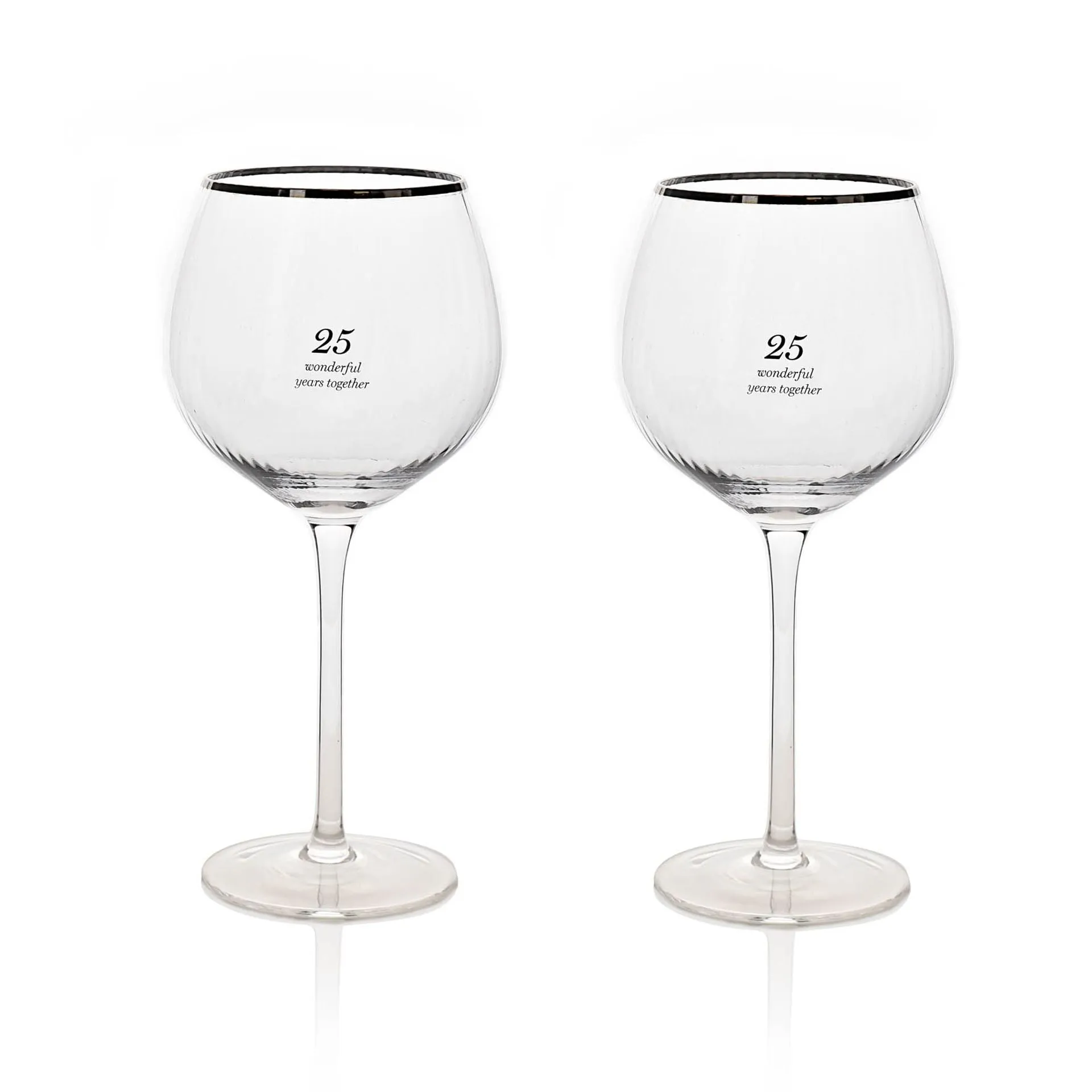 Silver 25th Anniversary - Amore Set of 2 Gin Glasses