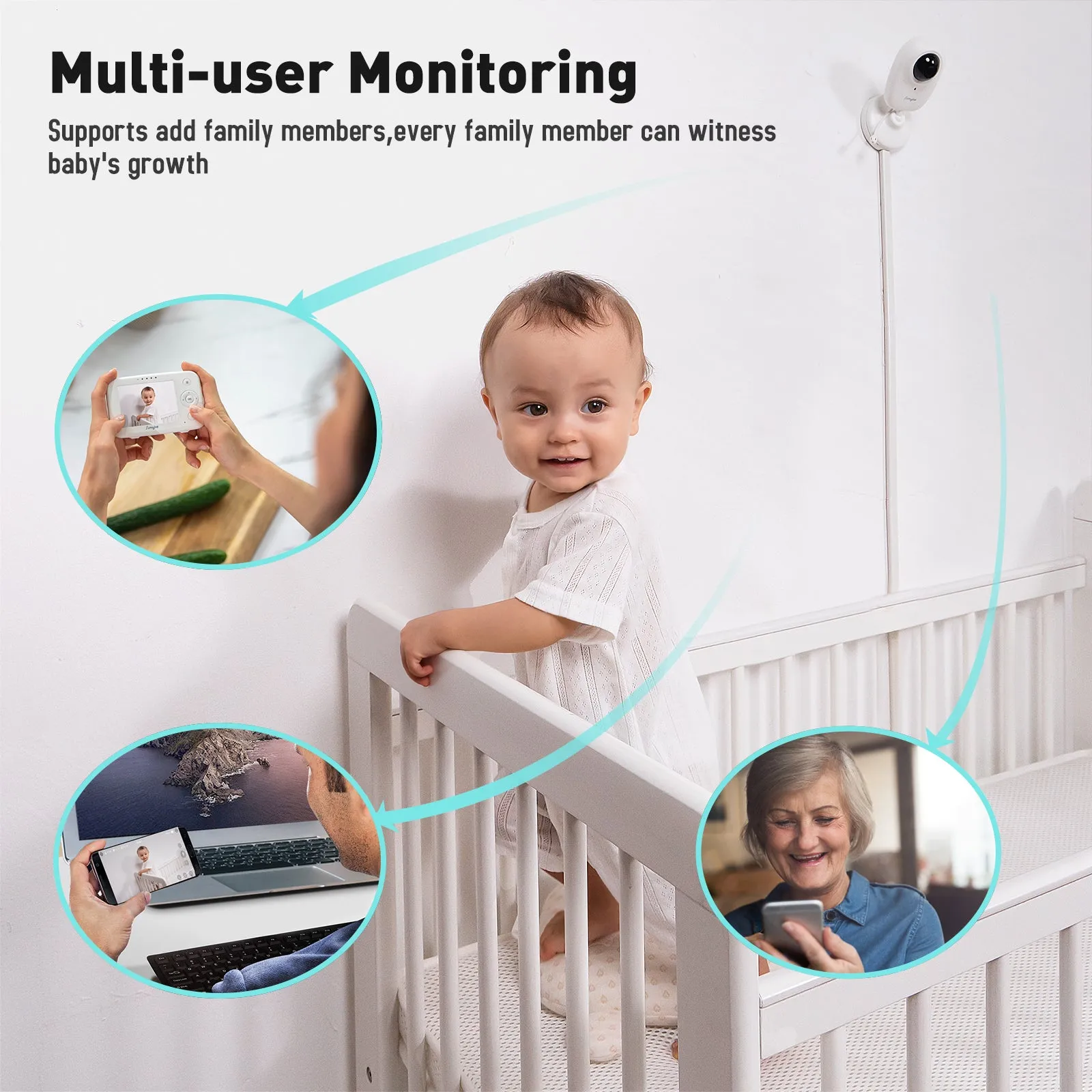 Simyke Smart Baby Monitor: 1080P Camera   3.5” LCD Display, Smartwatch Connectivity