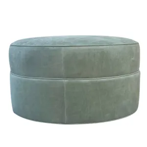 Soft Green Leather Ottoman