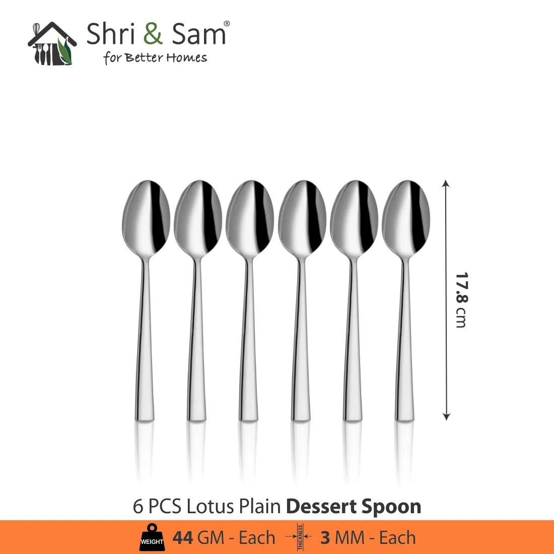 Stainless Steel 24 PCS Cutlery Set (6 Pcs Tea Spoon, 6 Pcs Dessert Spoon, 6 Pcs Dessert Fork and 6 Pcs Dessert Knife) with Leather Box Lotus Plain