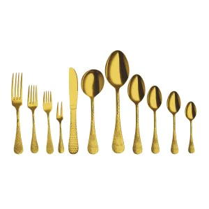 Stainless Steel Cutlery with Gold PVD Coating New Rosemary Hammered