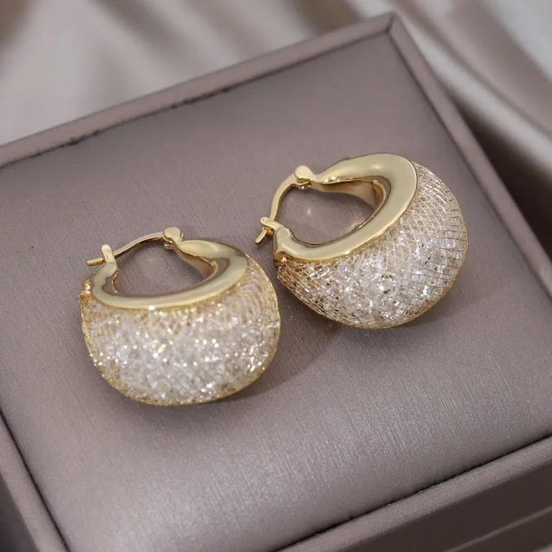 TEEK - 14K Gold plated Luxury Crystal Basket Earrings