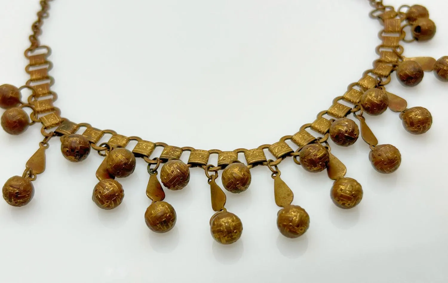 Vintage Etruscan Revival Drop Necklace