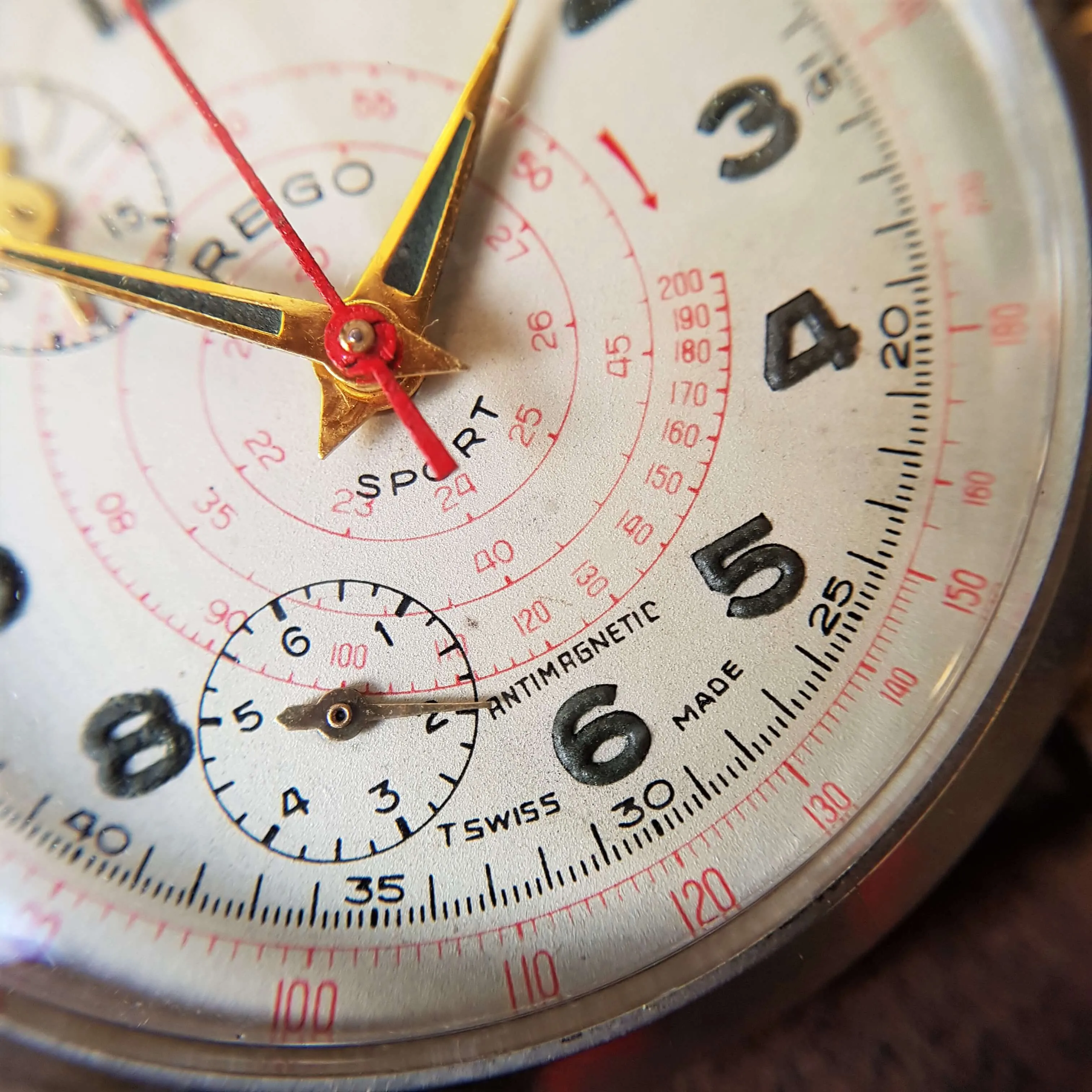 Vintage Men's Swiss REGO Sport Early 'Stop-Start' Chronograph Watch // With A handcrafted Genuine Leather Strap // And Two Subdials