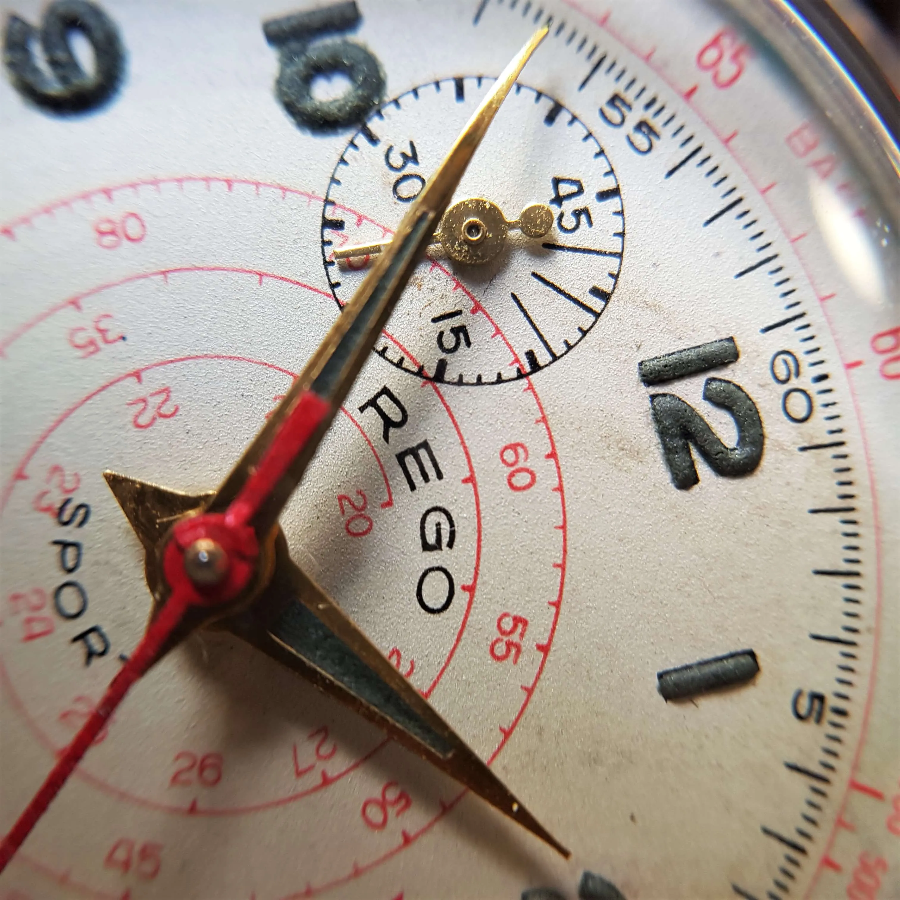 Vintage Men's Swiss REGO Sport Early 'Stop-Start' Chronograph Watch // With A handcrafted Genuine Leather Strap // And Two Subdials