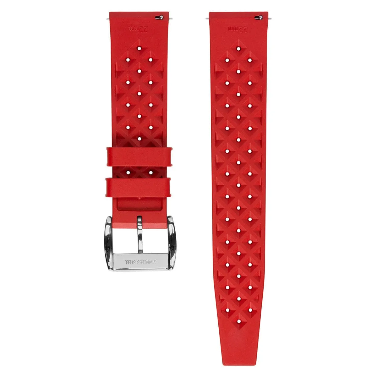 WatchGecko Vintage Tropical Style FKM Rubber Watch Strap - Red