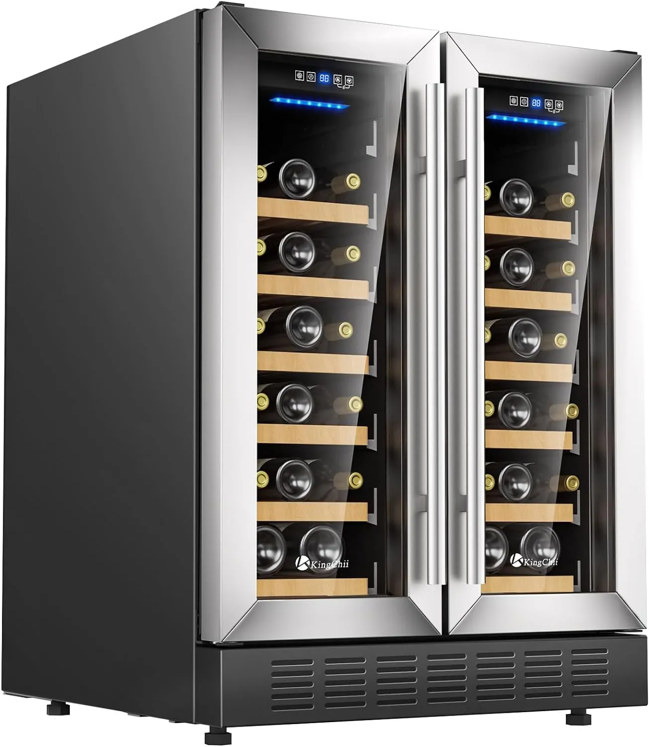 Wine Cooler Refrigerator Professional Compressor, Stainless Steel & Tempered Glass