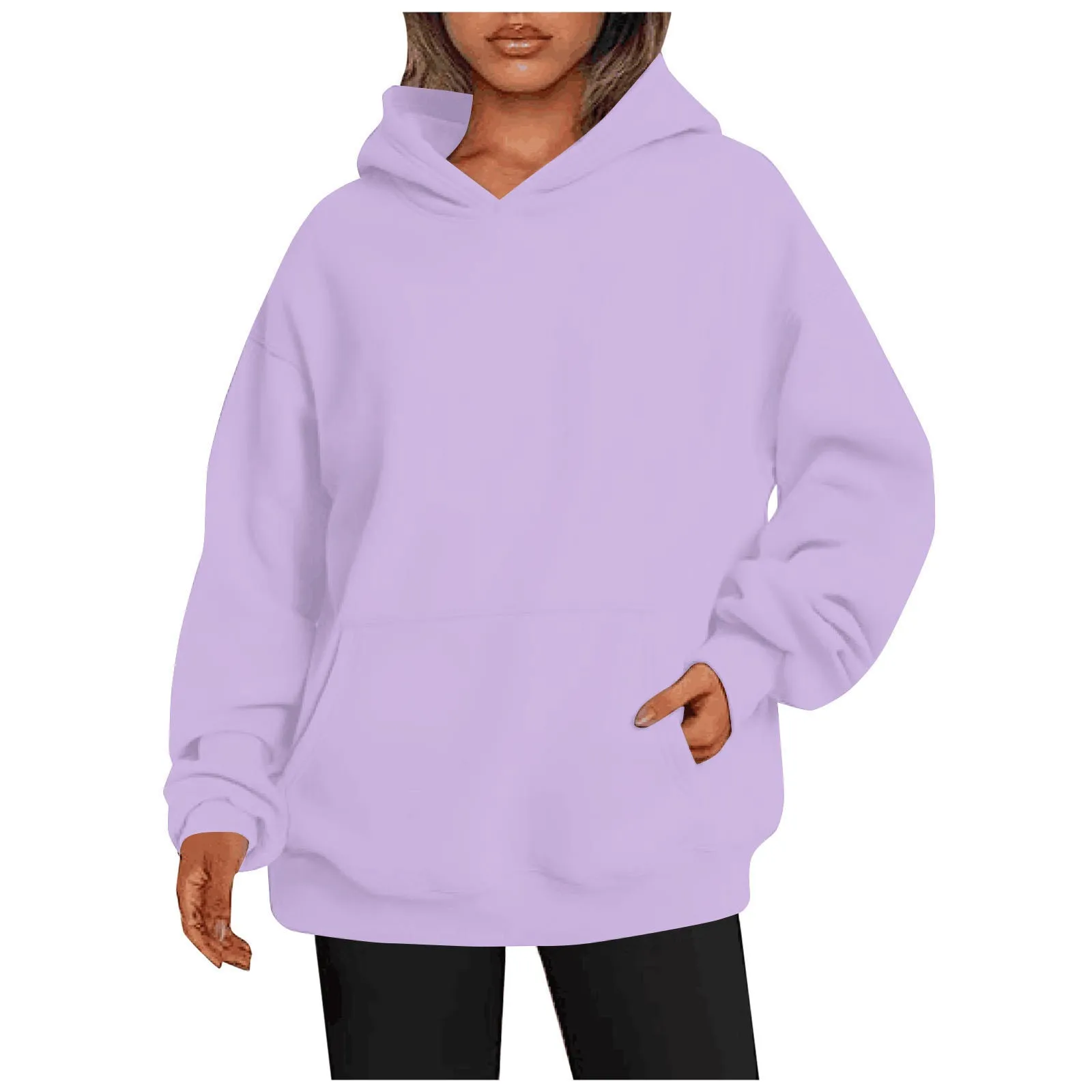 Women's Hoodies With Pockets Fashion Solid Sweatshirt Oversized Hooded Sweater Womens Clothing